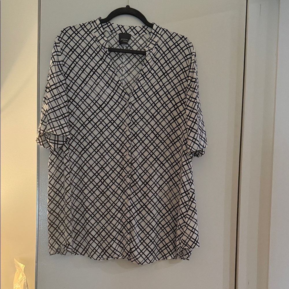 Marina Rinaldi s/s viscose black & white blouse